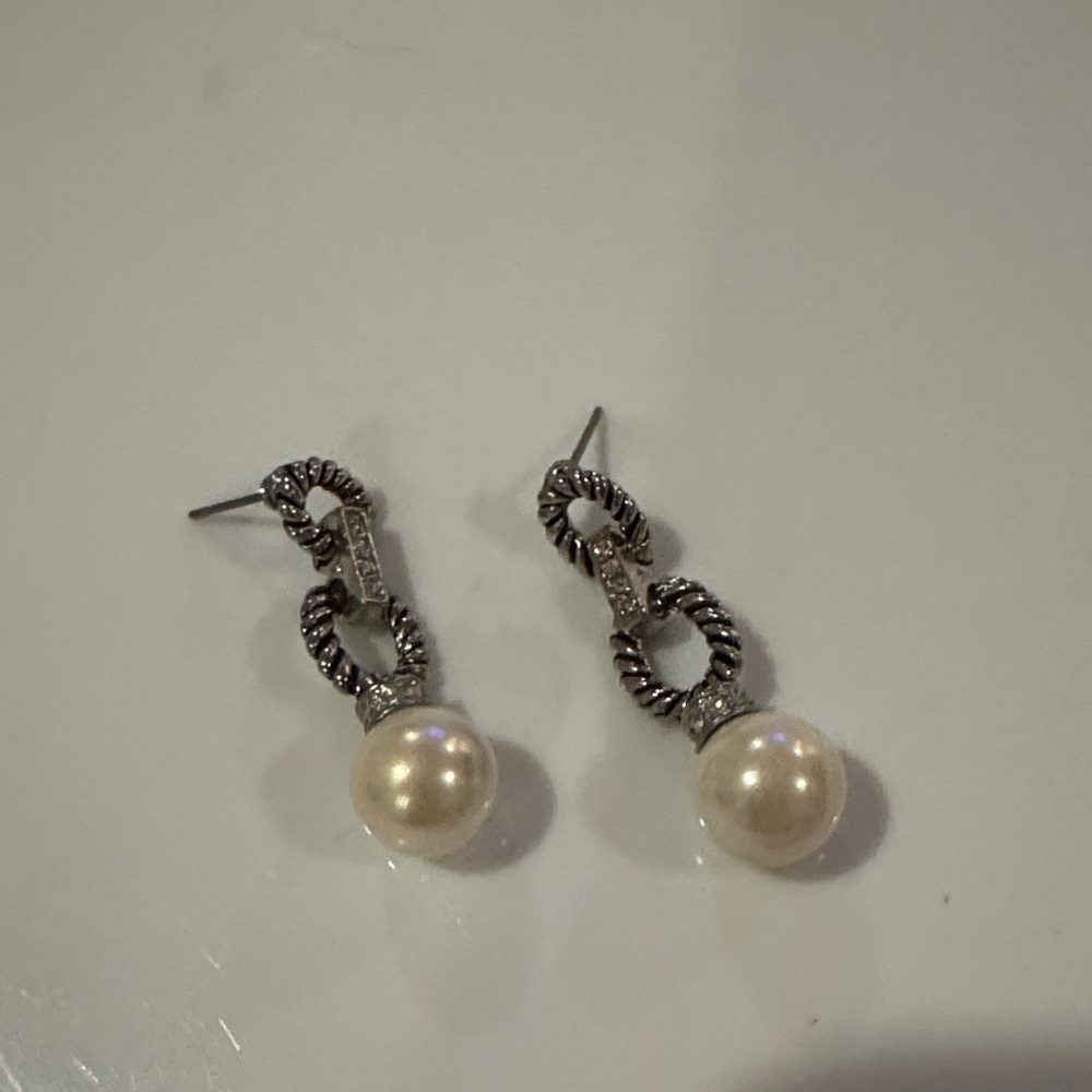 Elegant Silver and Pearl Drop Earrings